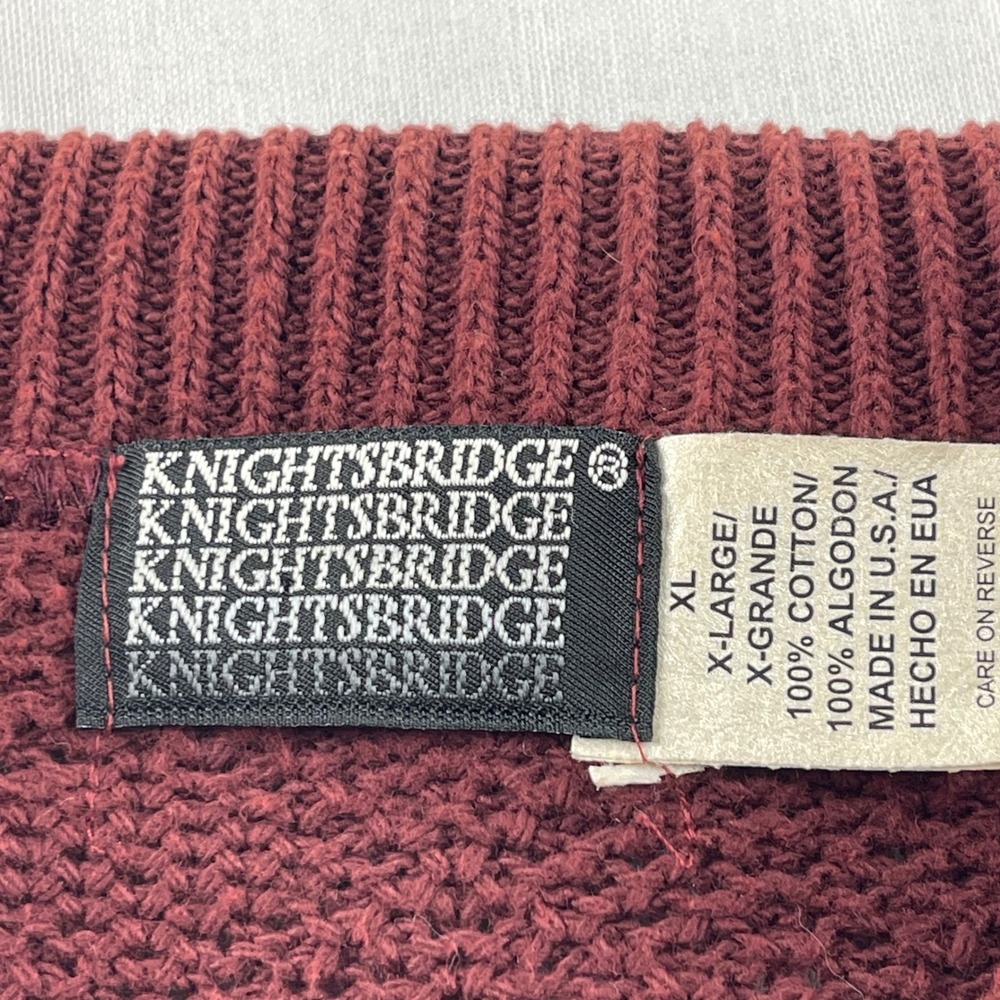 Vintage Knightsbridge Mens Burgundy Golf Embroidered Cotton Crew Neck Sweater XL - Picture 5 of 7